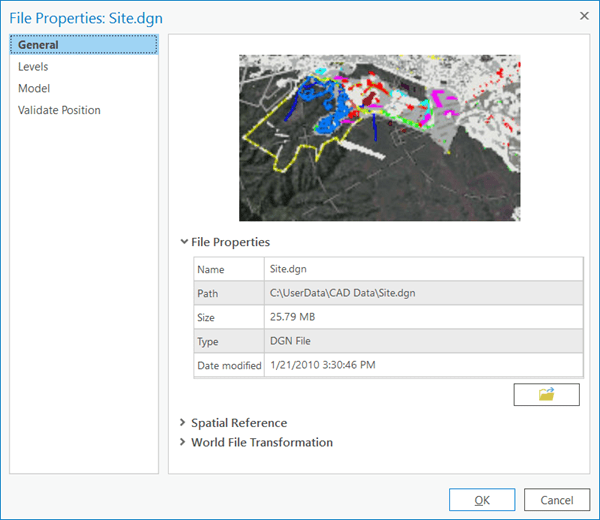 File properties options on the General tab