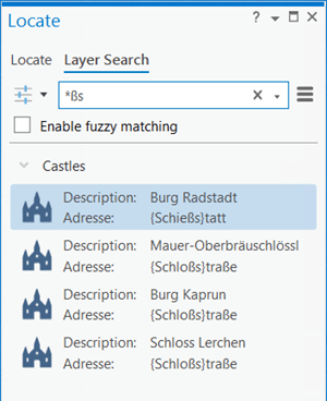 Enhanced layer search with a single asterisk in the Locate pane