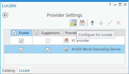 Add layer or table to the Locate pane