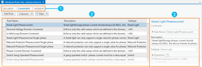 Attribute Rules view