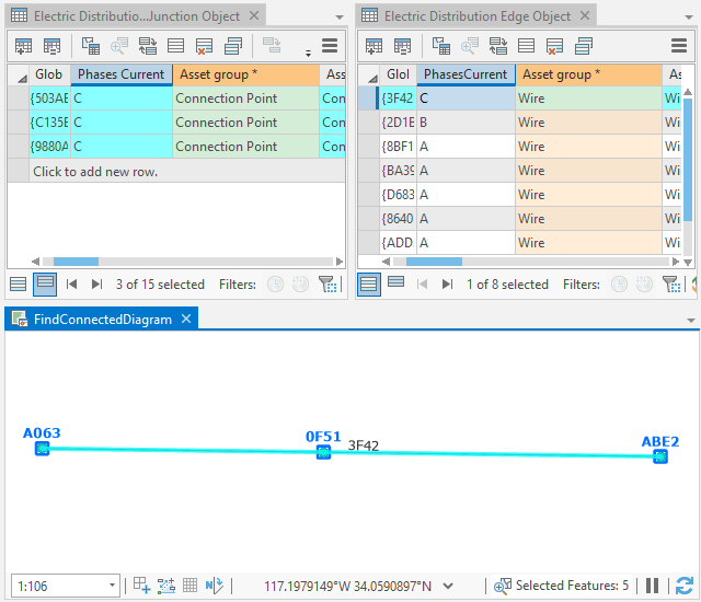 Diagram features selected in the diagram after clicking Apply To Diagrams.