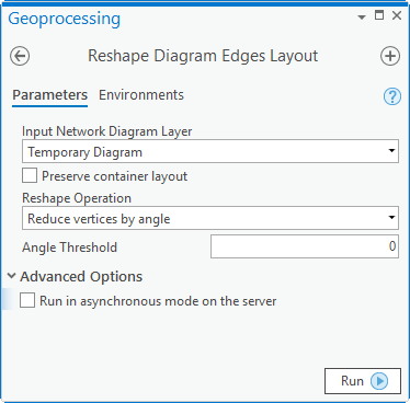 Reshape Diagram Edges layout parameters for Reshape Operation = Reduce vertices by angle