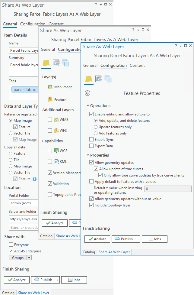 Publish the parcel fabric layer as a feature service.