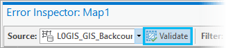Validate button on the Error Inspector toolbar