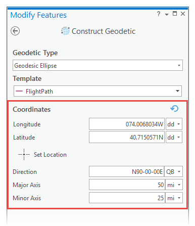 Construct geodetic ellipse