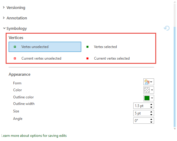 Editing options for symbology