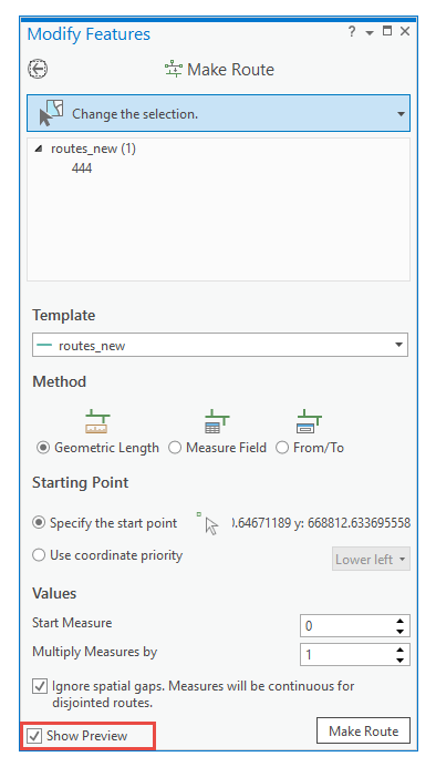Make Route Show Preview check box