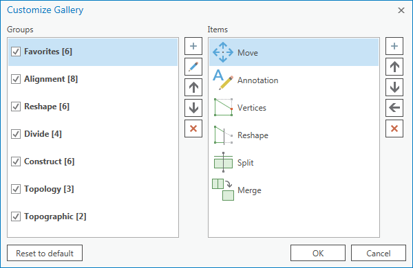 Customize Gallery dialog box