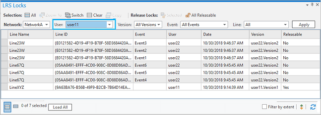 LRS Locks table with filtering