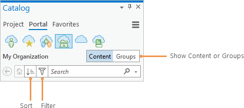 Portal tab in the Catalog pane