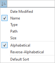 Drop-down list of sort options