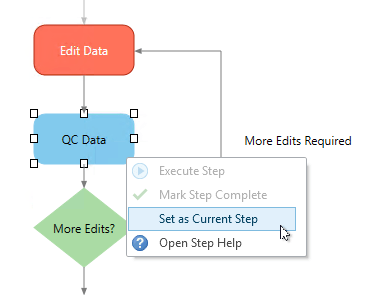 Workflow tab on the job view with the step context menu