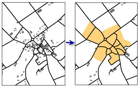 Delineate Built-Up Areas tool example