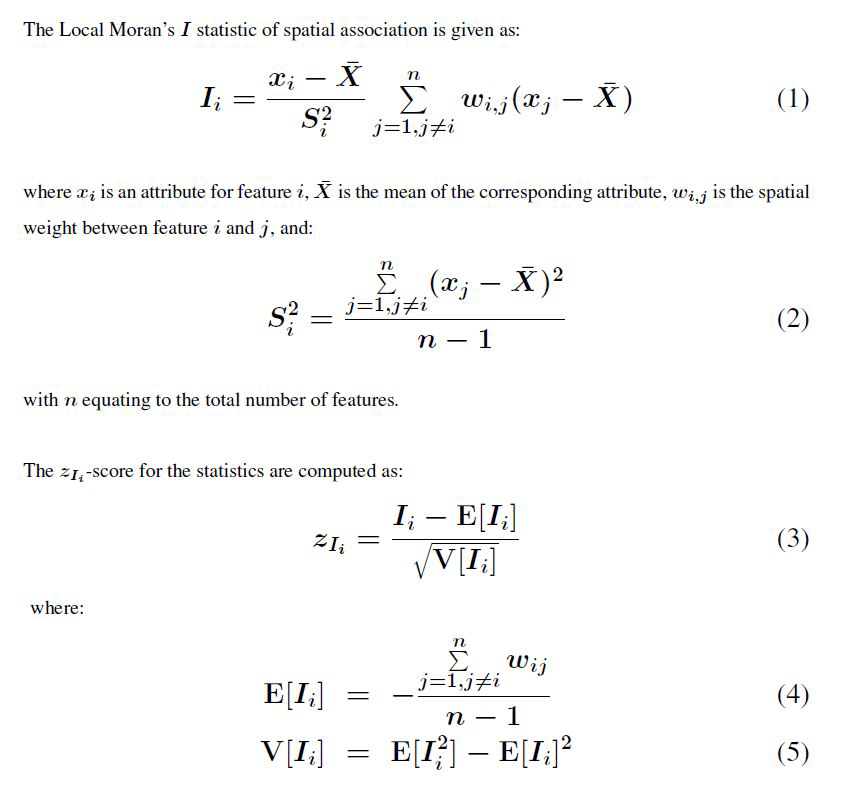 Local Moran's I mathematics