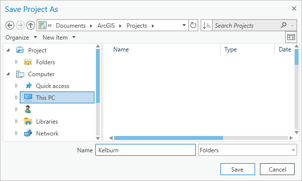 Save Project As dialog box