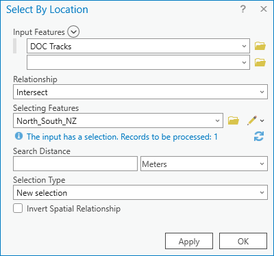 Select By Location parameters