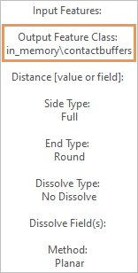 List of Buffer tool parameters