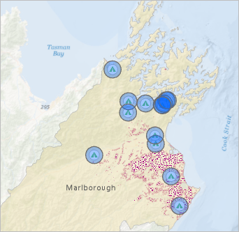 Commercial campgrounds with 5-kilometer buffers