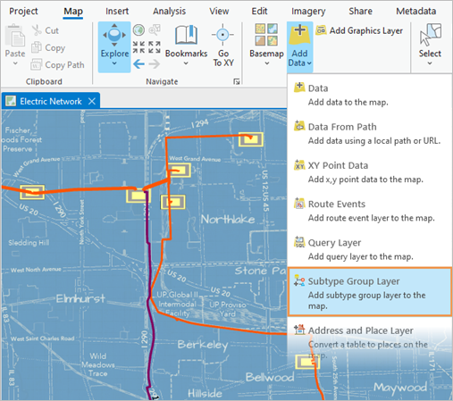 Subtype Group Layer command on the Add Data drop-down menu