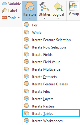 Adding the Iterate Tables tool