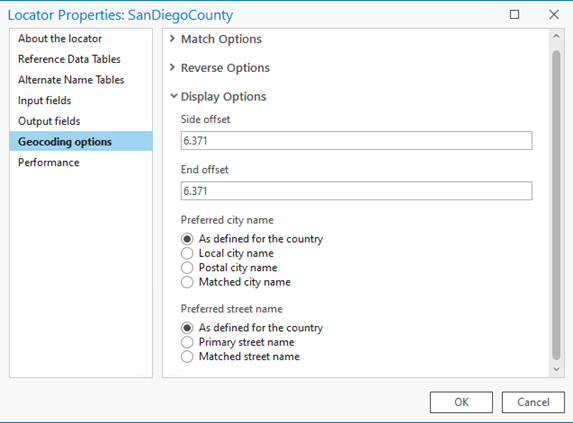 Geocoding options