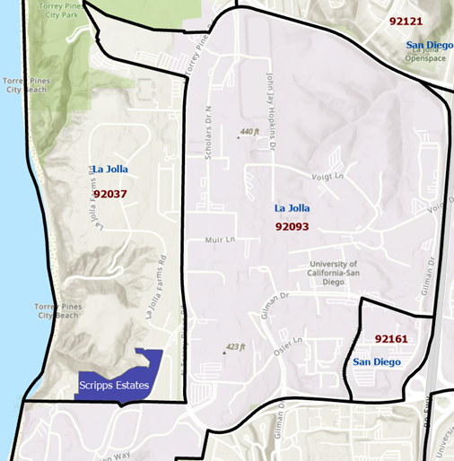 Map of locality and postal boundaries and where they intersect