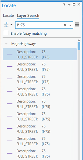 Enhanced layer search with double asterisk in the Locate pane