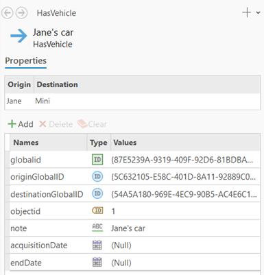 View a relationship's properties in the details panel in the investigation.