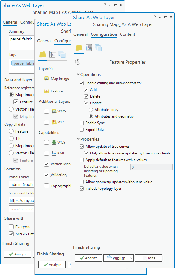 Publish the parcel fabric layer as a feature service.