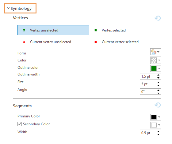 Editing options for symbology