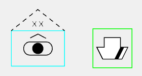 Visual example of two dictionary symbols with all configurations on except Fill