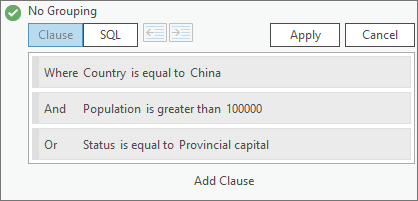 Three clauses in a query, ungrouped