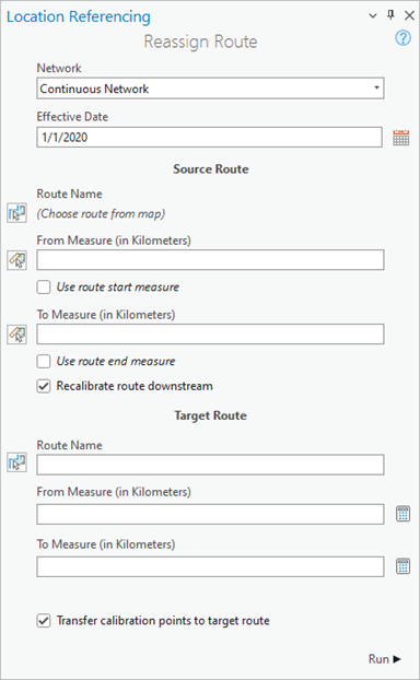 Reassign Route pane with automatically generated Route ID