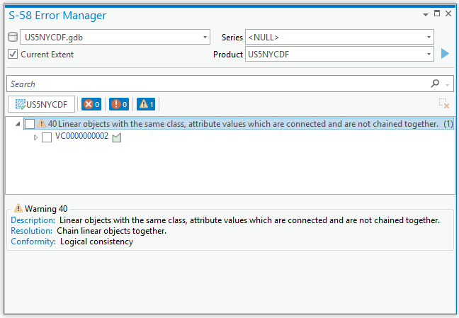 S-58 Error Manager dialog box