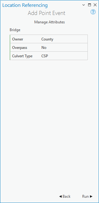 Manage Attributes table