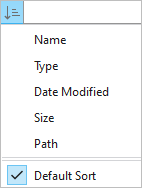 Drop-down list of sort options