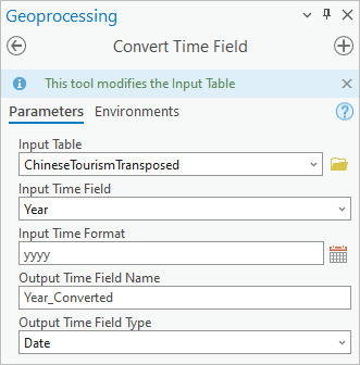 Convert Time Field tool