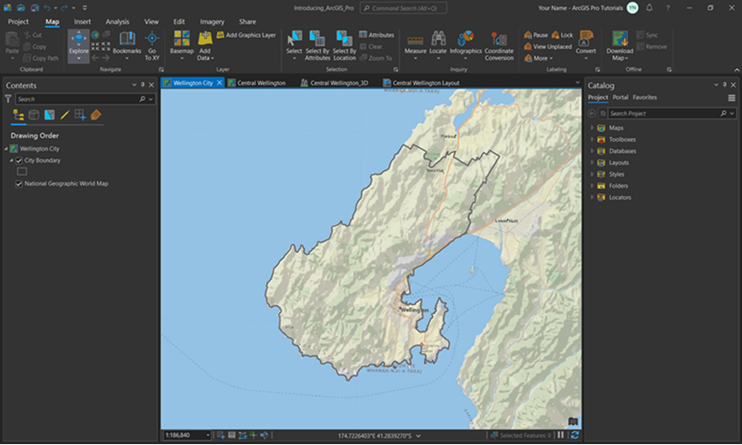 ArcGIS Pro with Dark theme setting