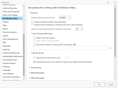 Set project options for working with FMV.