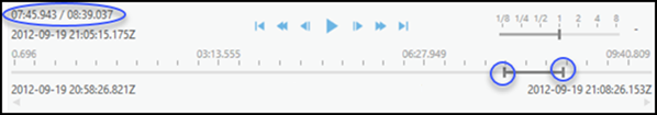 Position the start and end handles of the time slider to define the extents of your video clip to export.