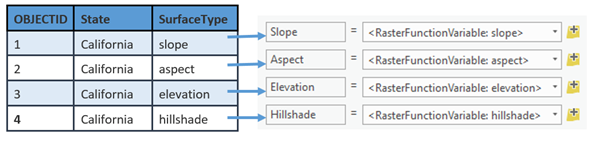 Add individual mosaic dataset items to a raster function template.