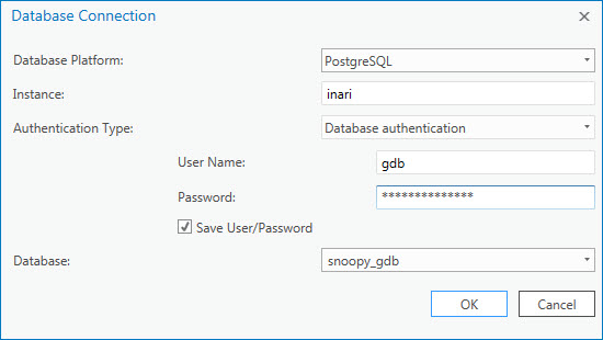 Example of a connection to PostgreSQL