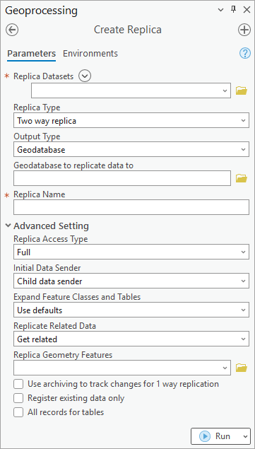 Create Replica geoprocessing tool