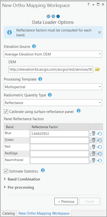 Data loader options for reflectance calibration