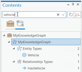 Search for specific entity and relationship types by name in the Contents pane.