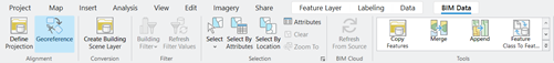 Georeference tool from BIM Data ribbon tab