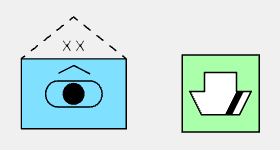 Visual example of two dictionary symbols with all configurations on