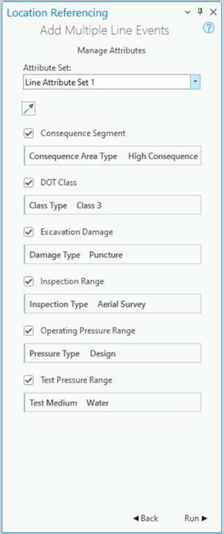 Add Multiple Line Events pane with Manage Attributes settings