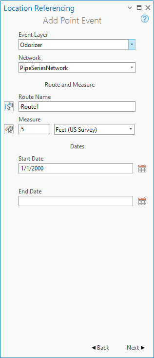 Add Point Event pane