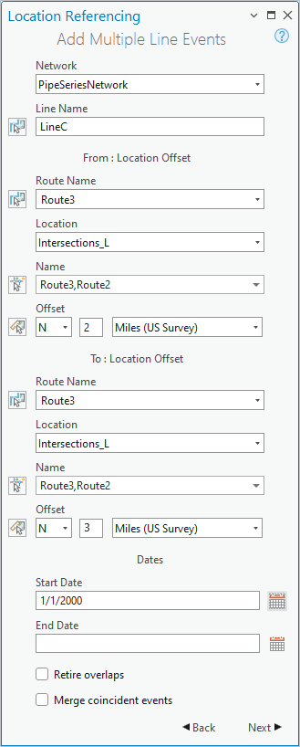 Add Line Event with Location Offset method